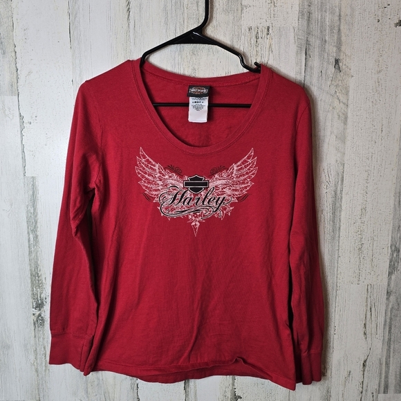 Harley Davidson 2010 Screw It Lets Ride Ogden Utah Red Long Sleeve Womens Large - Picture 1 of 9